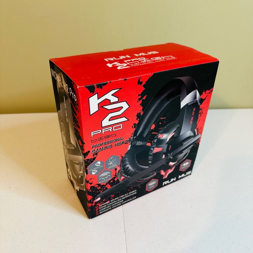 WIRED K2 Pro Professional Gaming Headset With Microphone & Adjustable Headband